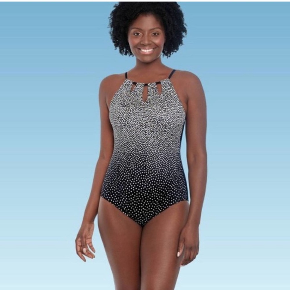 Dreamsuit Slimming Control High Neck Keyhole One Piece Swimsuit E1.